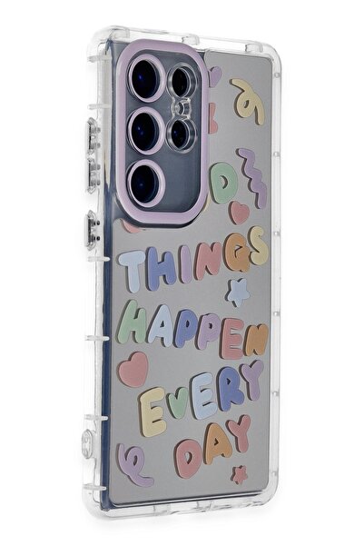 Hatreds Samsung Galaxy S24 Ultra Uyumlu Kılıf Aynalı ve Desenli Kenar Silikon...