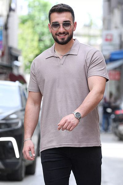 MİSHAR İTALİA Ανδρικό μπλουζάκι Mink Lycra Polo Neck