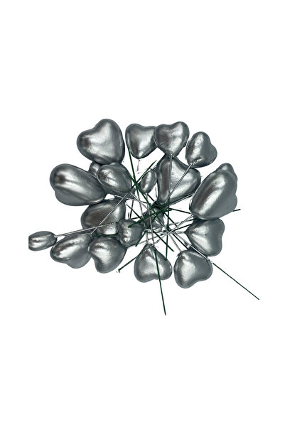 PASTRY PLANET 20 Pieces Silver Heart Cake Top Ball Ornament