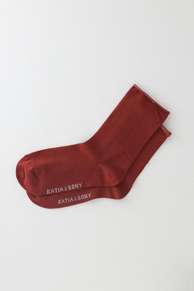 Katia&Bony Dark Red Colored Modal Thin Socks - Elasticless