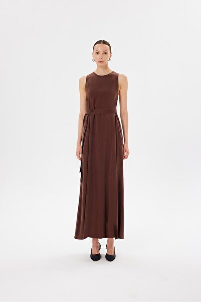 TERZİ DÜKKANI Prime Silk Sleeveless Dress - Stone Brown