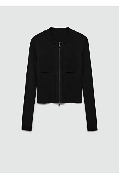 MANGO Woman İnce triko fermuarlı ceket