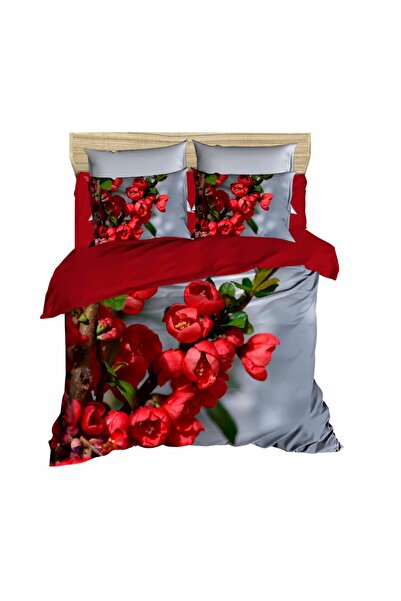 Fabeteks Japanese Ayva Flower 3D Digital Double Duvet Cover Set
