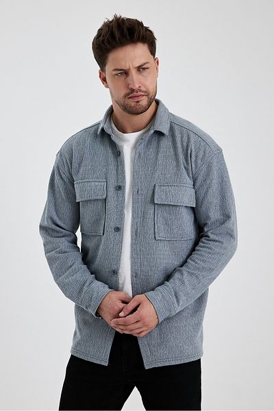 HAWKKİNG Ανδρικό πουκάμισο με διπλή τσέπη Oversize