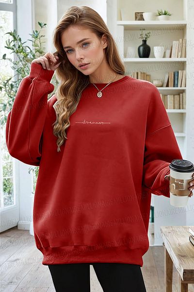 Millionaire Női Red Dreamer Printed 0 Crew Neck Oversize bő szabású polár pulóver