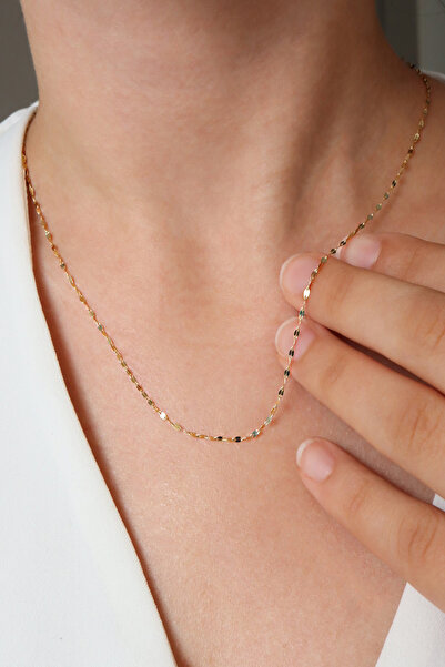 DİAMİNE PIRLANTA 14 Ayar Altın İtalyan Aynalı Zincir Kolye (45 cm )