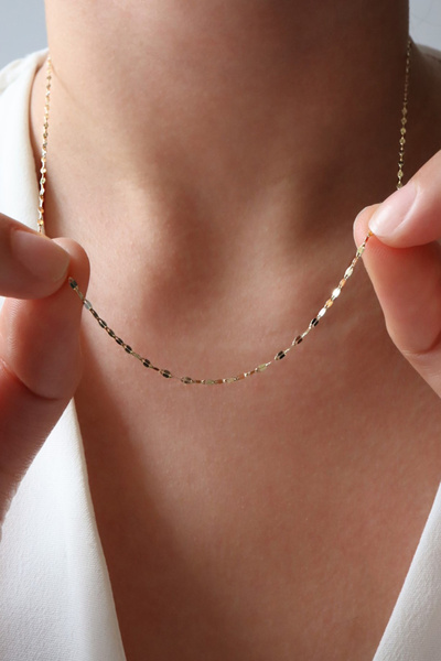 DİAMİNE PIRLANTA 14 Ayar Altın İtalyan Aynalı Zincir Kolye (45 cm )