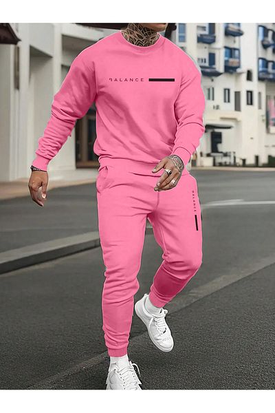 SeusCraft Pink Unisex Tracksuit Set - Balance Printed Hooded