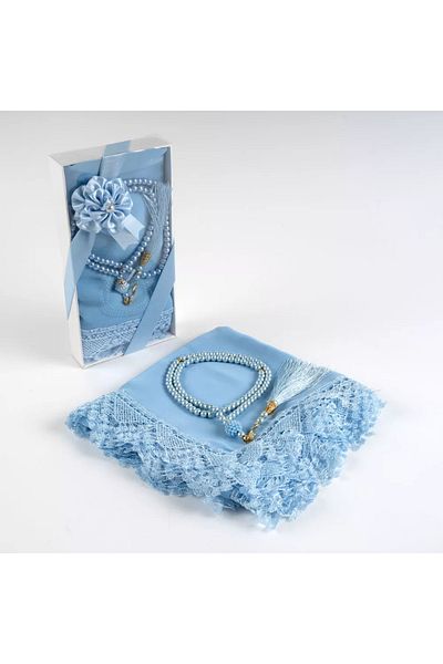 Hayrat Neşriyat Pânză de rugăciune (șal) + Set cadou Tasbih (albastru)