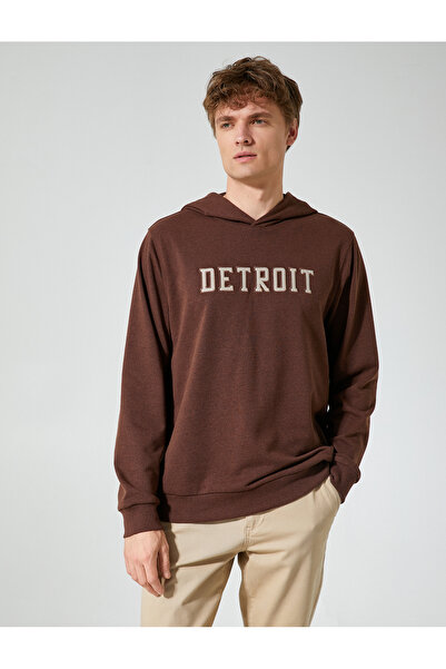 Koton Oversize Hoodie Kolej İşlemeli Uzun Kollu