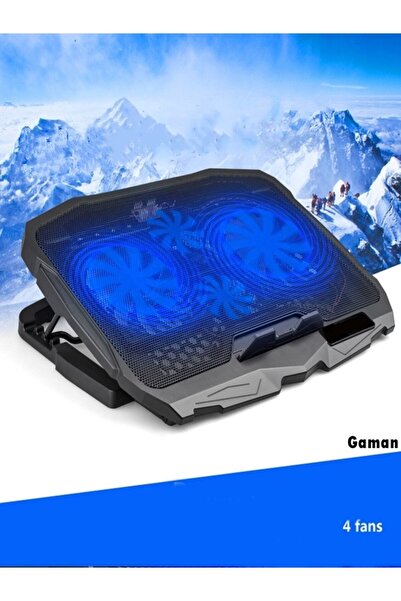 gaman Notebook Kademeli Yükseltici Soğutucu Fan 4 Fanlı Işıklı Laptop Standı ...