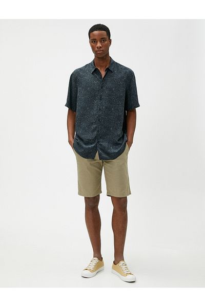 Koton Short Sleeve Shirt Classic Collar Abstract Printed Buttons