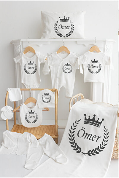 Bebe wini Isime Özel %100 Pamuk Baskılı 11'li Isimli Organik Bebek Hastane Çı...