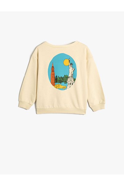 Koton Long Sleeve Crew Neck City Themed Sweatshirt - Raster