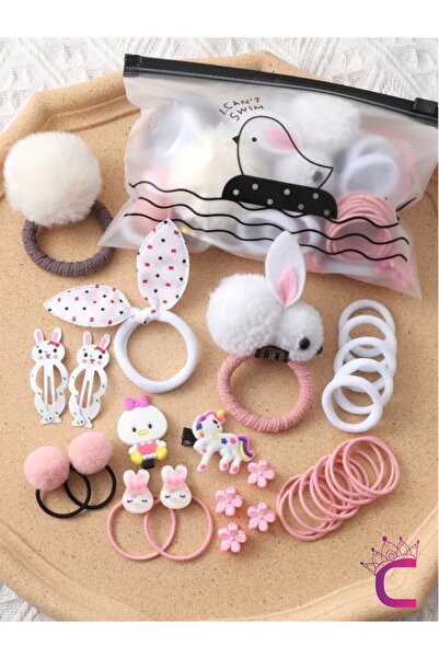 Cinderella Set de 29 de agrafe cu model unicorn și iepure alb roz - agrafă de...