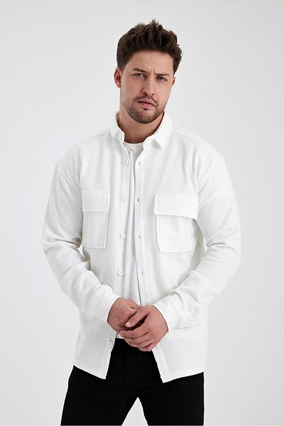 HAWKKİNG Ανδρικό πουκάμισο με διπλή τσέπη Oversize