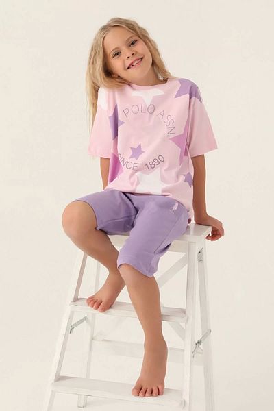 U.S. Polo Assn. Set Capri roz pentru fete