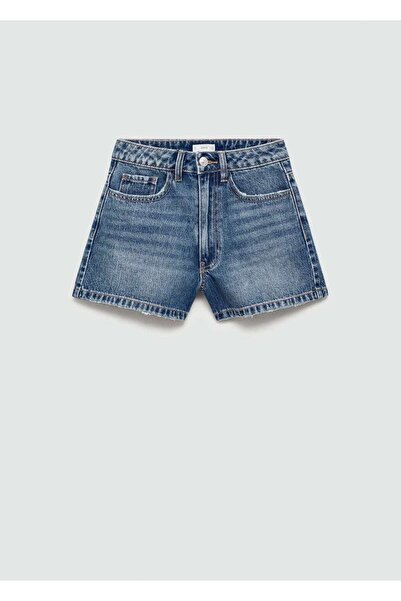 Mango Teen Düz kesim denim şort