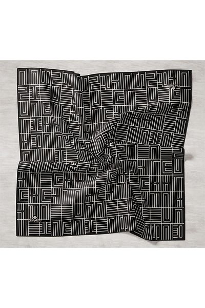 Silk Home Tivil Black Patterned Silk Scarf 11390-01