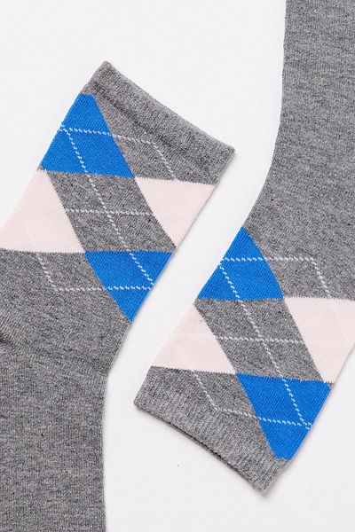 Katia&Bony Women's Plaid Patterned Cotton Socks Gray