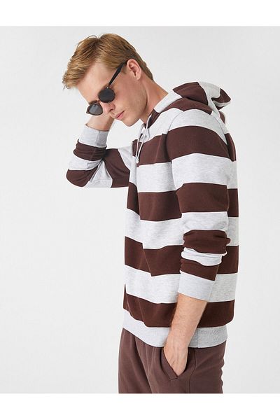 Koton Hooded and Pocket Ribbed Sweatshirt