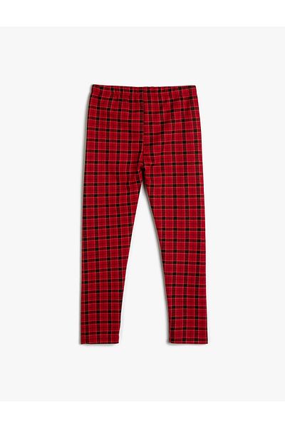 Koton Plaid Tights with Elastic Waist