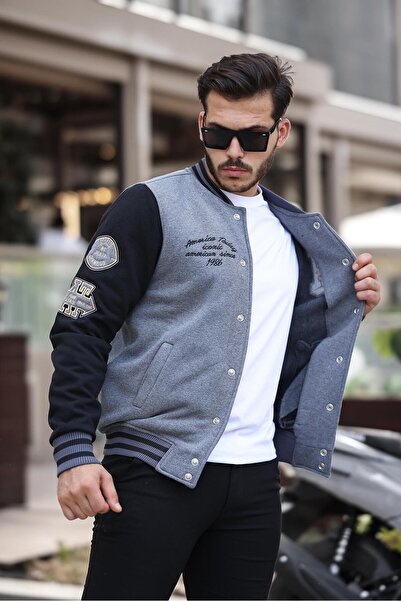 Miron Куртка для коледжу з вишивкою з пряжі Uc Regular Fit 2313, антрацит A