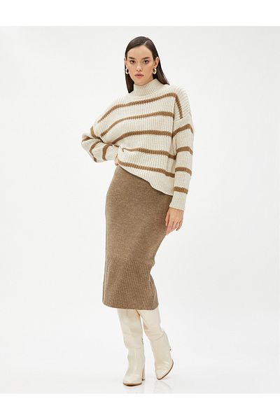 Koton Knitwear Midi Length Pencil Skirt Slim Fit