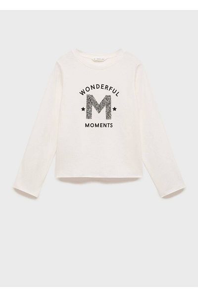 MANGO Kids Μπλουζάκι με στάμπα με φωτεινά γράμματα