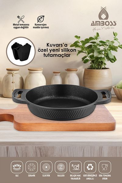 Amboss Quartz 18 Cm Cast Titanium Coated Fireproof Non-Stick Pan Black