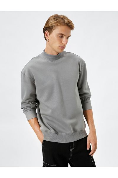 Koton High Collar Sweater Basic Long Sleeve Ribbed