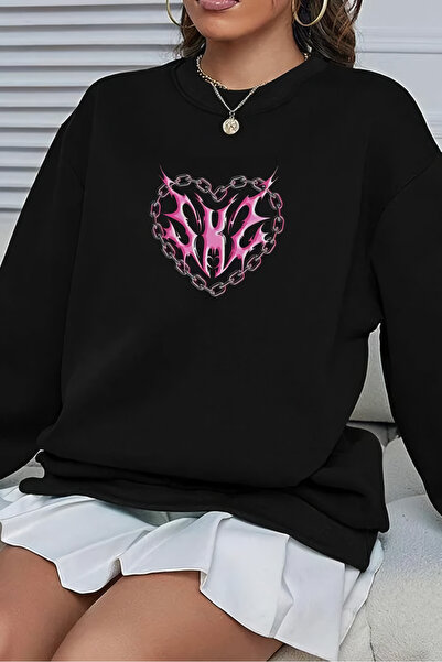 EFBUTİK Siyah 3 İplik Şardonlu Cyber Style Sweatshirt