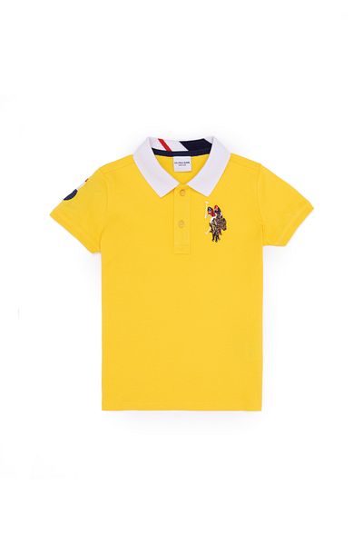 U.S. Polo Assn. Μπλουζάκι με λαιμόκοψη για αγόρι σε σκούρο κίτρινο βασικό 50263006 -VR094