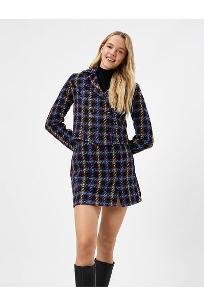 Koton Fustă mini din tweed cu detaliu cu fantă
