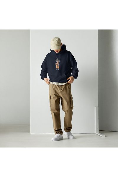 Moda Glo Унисекс суитшърт с качулка и щампа Gorten