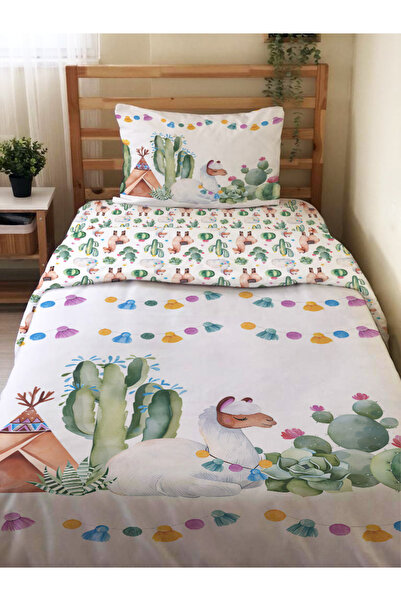 Evmila White 160X220 cm Single Duvet Cover Set - Animal Pattern and Printed S...