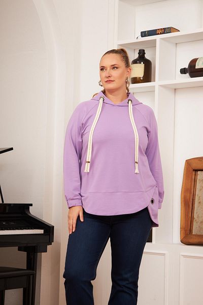 RMG Lilac Cord Sweatshirt - Plus Size, Decorated and Laced