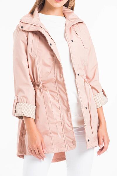 Mossta Bel Lastikli Kadın Pudra Trençkot