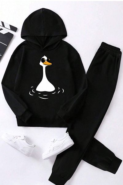 uyguntarz Unisex Duck Printed Παιδική Άνετη Φόρμα