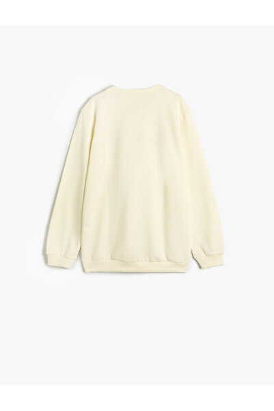 Koton Sweatshirt Bisiklet Yaka Kaplan Baskılı Uzun Kollu Şardonlu