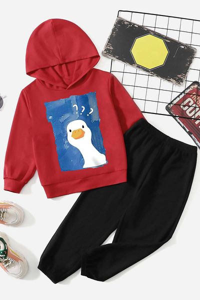 uyguntarz Curious Duck Printed Children's Comfortable Tracksuit Set