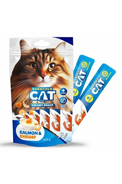 EuroGold Somon Balığı Ve Karidesli Sıvı Kedi Ödülü 15gr 5li