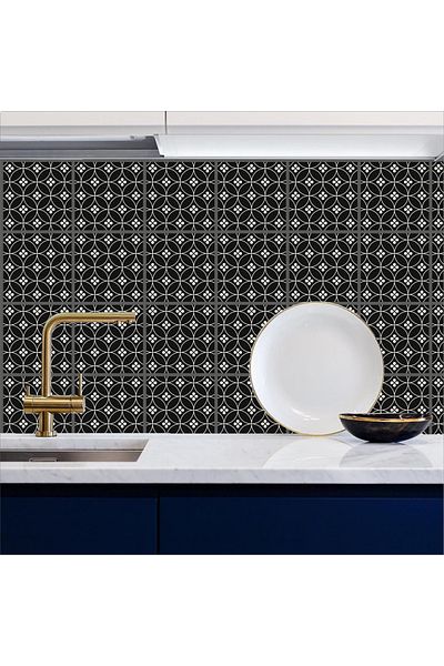 Bigaimaj Model de plăci negre - 60cmx100cm Folie pentru blat de bucătărie