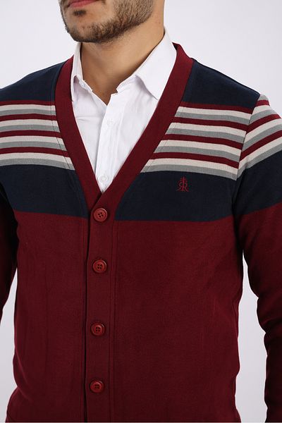 rugatchi Claret Red Thessaloniki Cardigan - Paneled Design