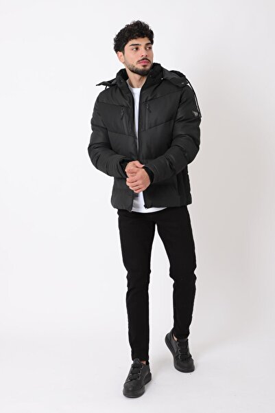 Stilkombin Διπλό στήθος με φερμουάρ Carbon δερμάτινο παλτό PLDP 2986_50406