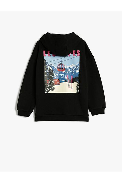 Koton Langärmliges Sweatshirt mit Kapuze und Ski-Print
