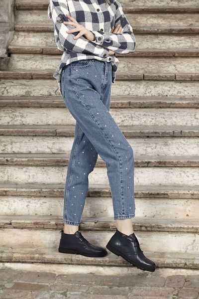 GÖNDERİ(R) Γυναικείες / Κορίτσια Navy Blue Antique Oxford Mold Rubber Sole από γνήσιο δέρμα