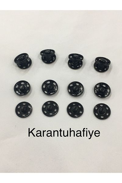 karantuhafiye Snap Fastener Metal Black 1.5 Cm Set of 8