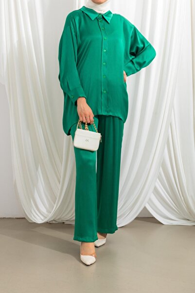 Meri Store Pantolonlu Gömlekli Zümrüt Takım