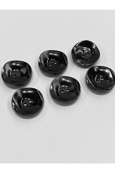 karantuhafiye Ceket Düğmesi Takımı 6 lı set/ Siyah Eğri Dalgalı Düğme 1,8 cm/ m006